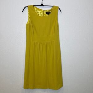 Tahari ASL Mustard Yellow Sleeveless Midi Stretch Dress Lined Sz 6P Polyester